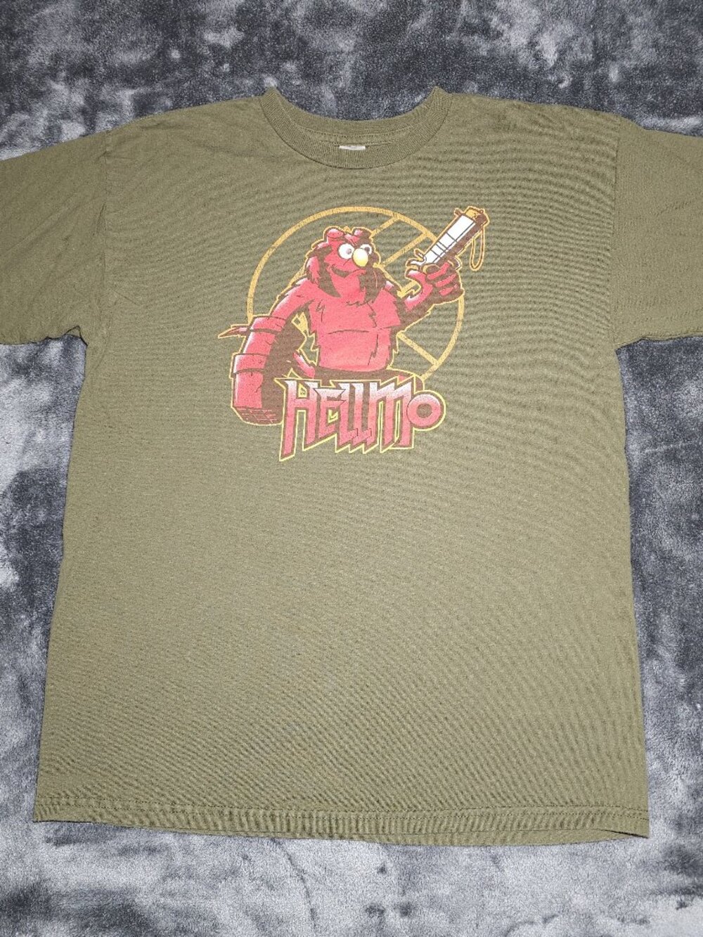 Men's Shirt Elmo as Hellboy CRAZY MASHUP Parody Teefury  Sz M Cotton